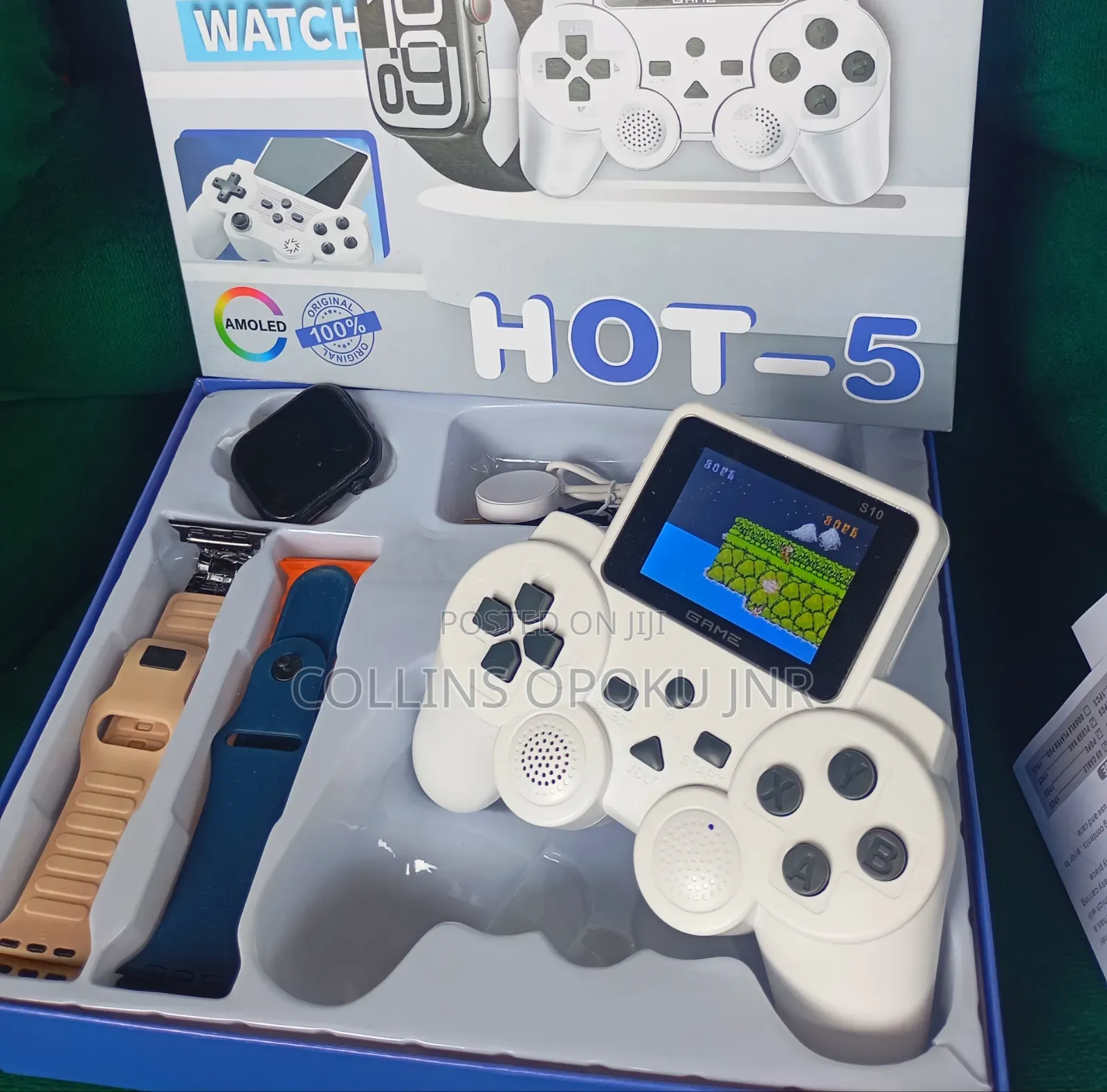 Hot-5 Series 10 Smartwatch + Gaming Console (520 Games) + 4 Straps Set