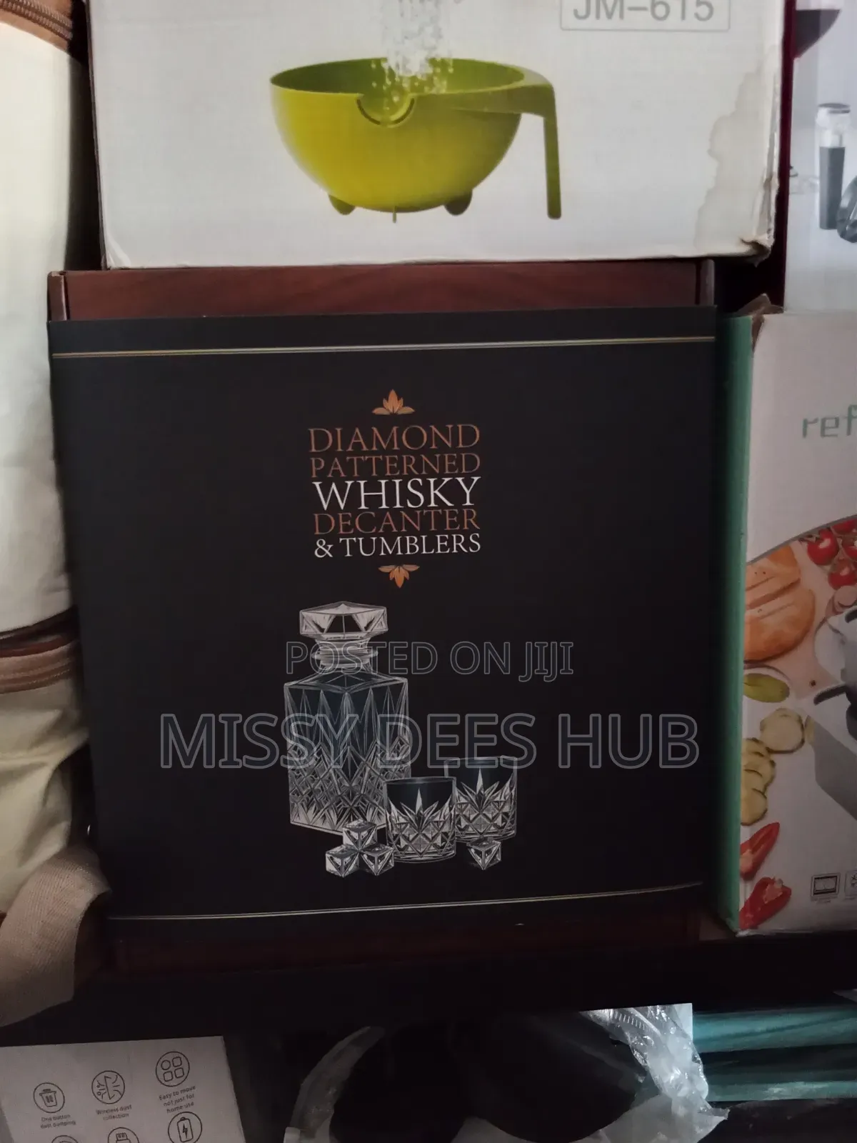 Diamond Patterned Whisky Decanter and Tumblers