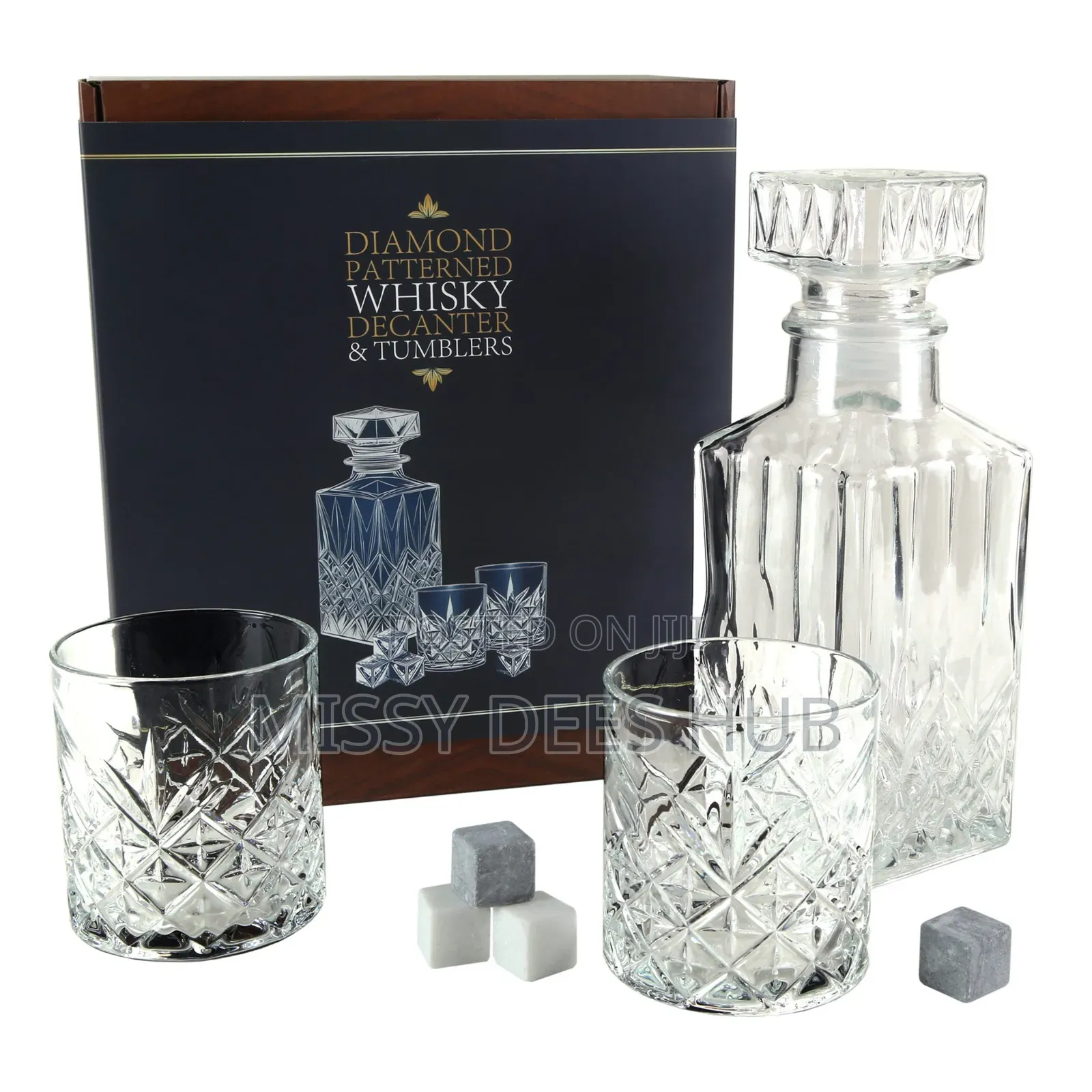 Diamond Patterned Whisky Decanter and Tumblers