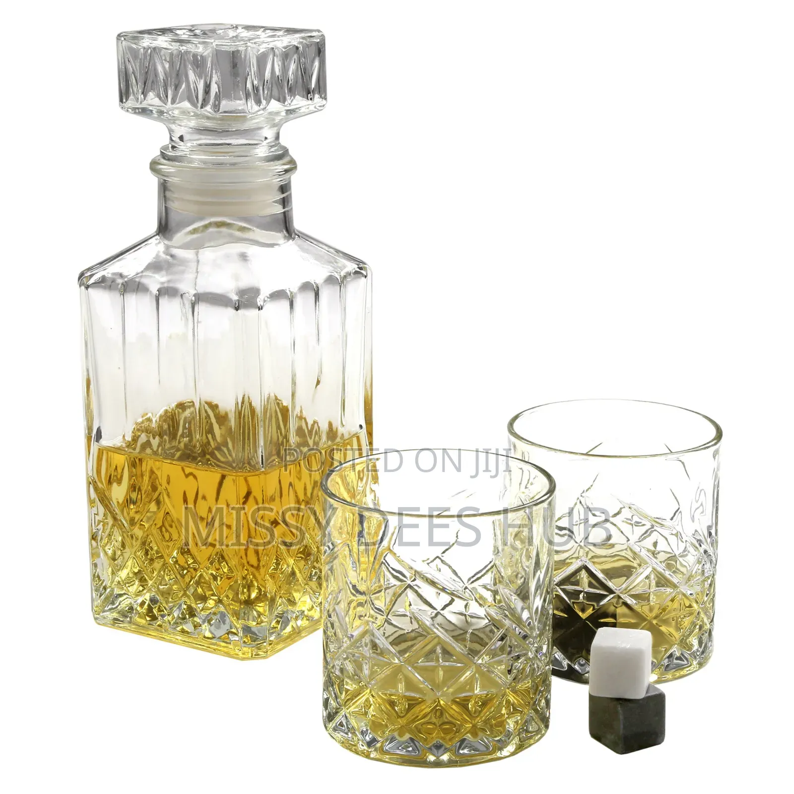 Diamond Patterned Whisky Decanter and Tumblers