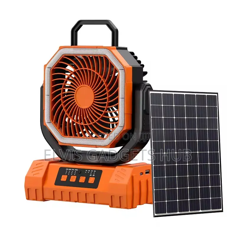 Breezemax 20000mah Solar Rechargeable Camping Fan With Solar Panels
