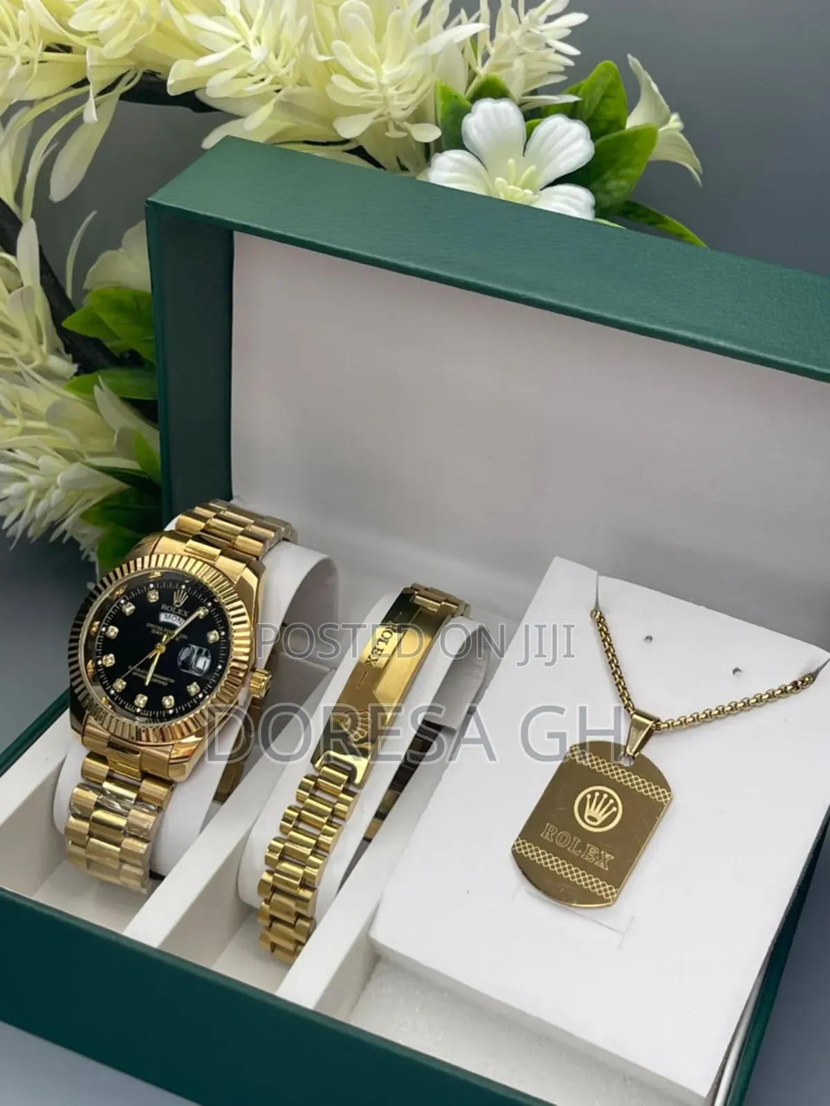 Rolex Watch, Necklace Bracelet Set for Men – Complete Gift Set