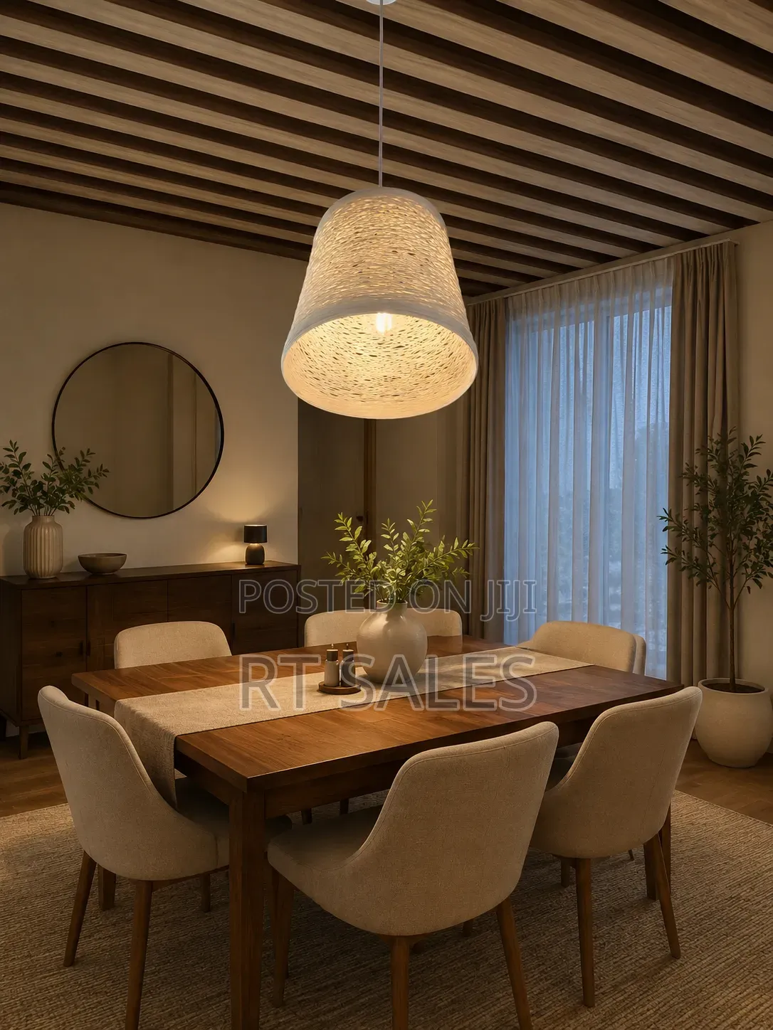 White Basket Single Pendant Light.