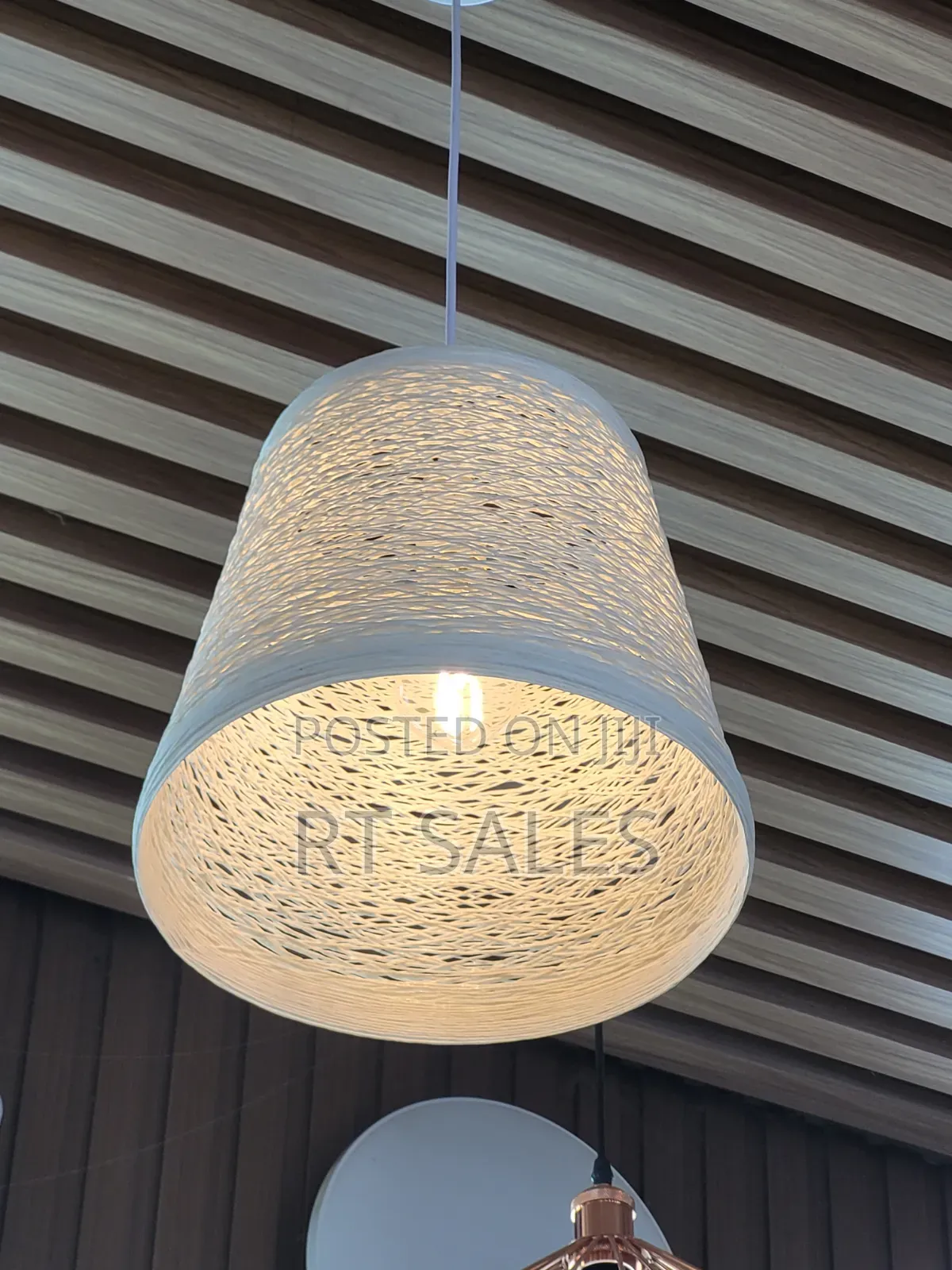 White Basket Single Pendant Light.