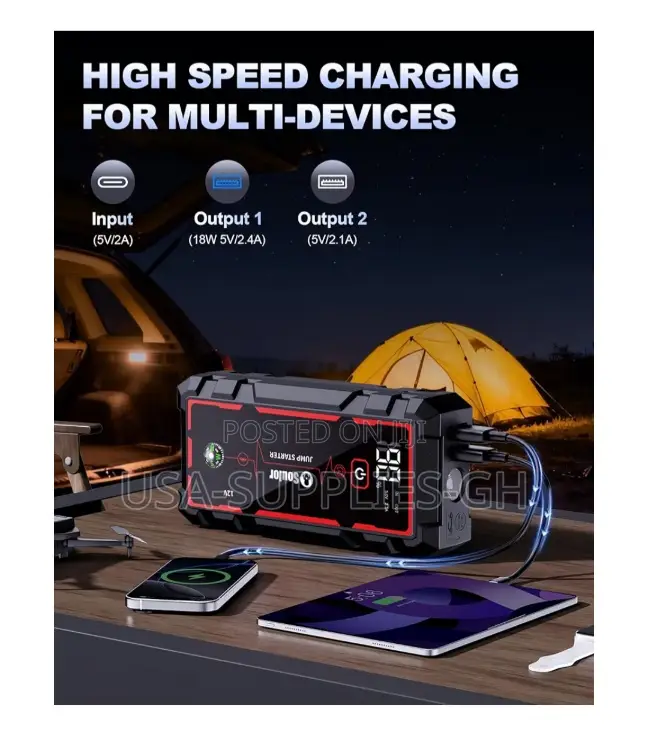 Soulor Car Jump Starter 5000a With Powerbank From Usa.