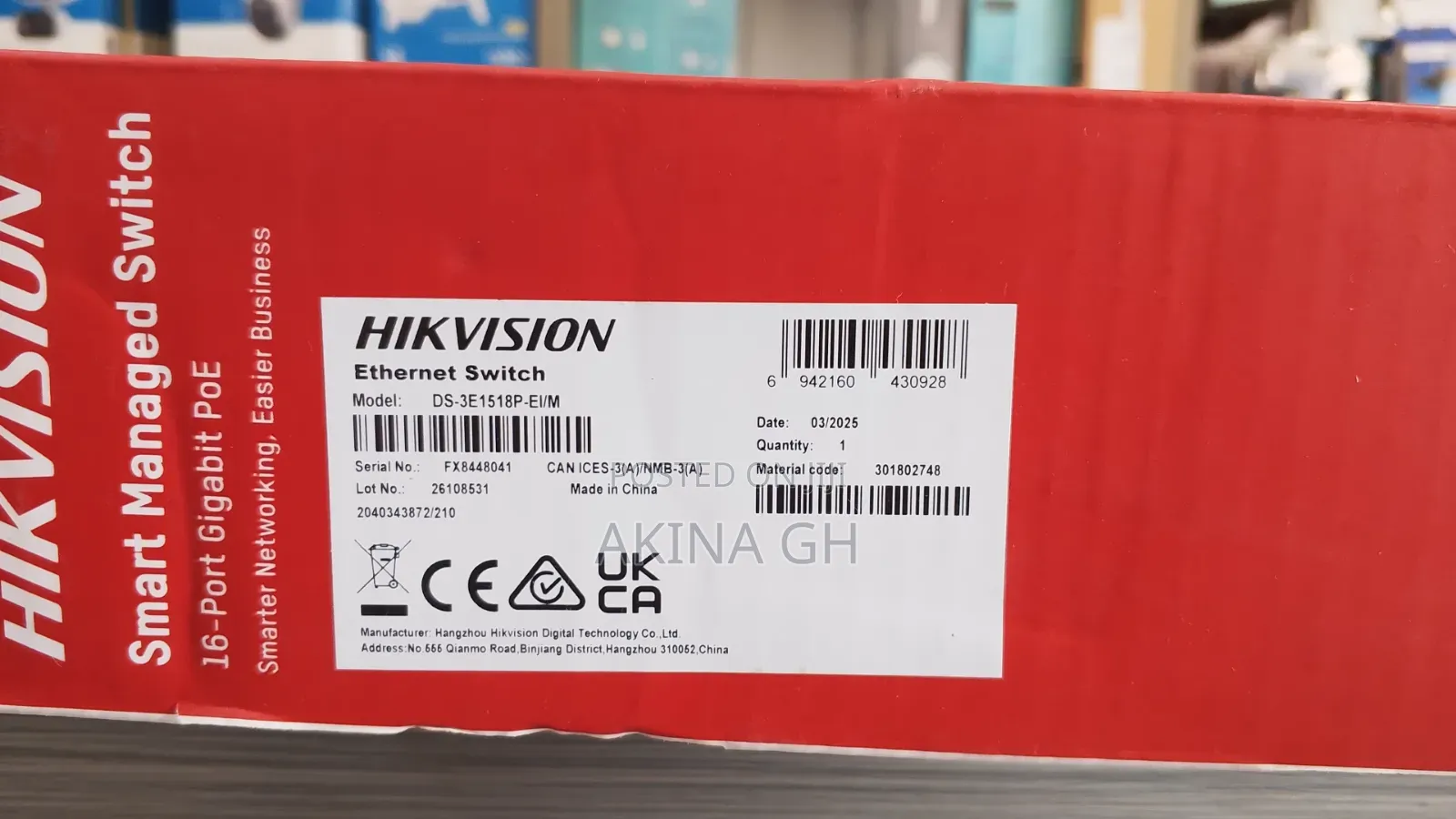 Hikvision 16 Port Gigabit Smart Managed Poe Switch Ds-3e1518p-Ei/M