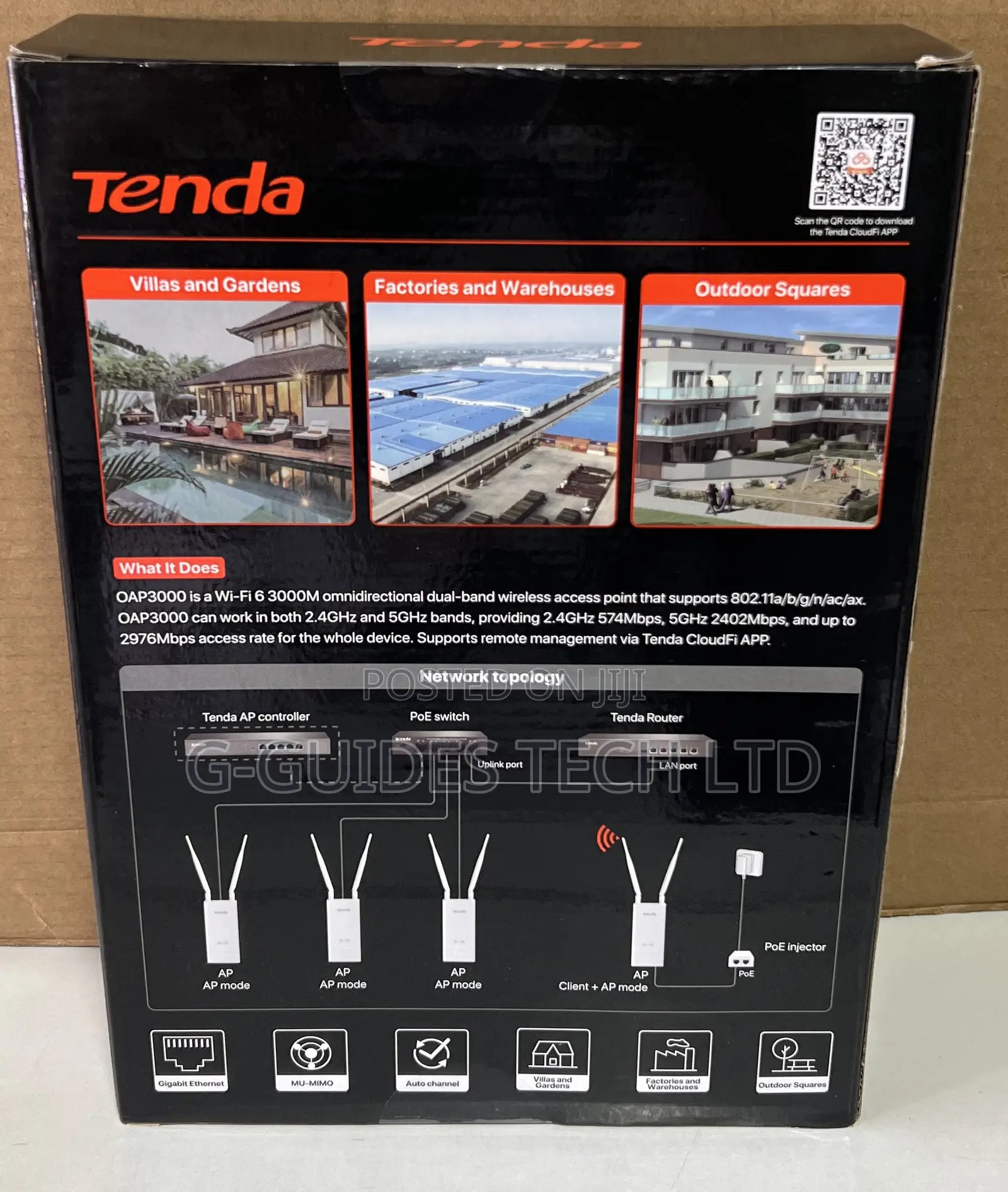 Tenda Oap3000 Ax3000 Indoor/Outdoor Wi-Fi-6 Access Point