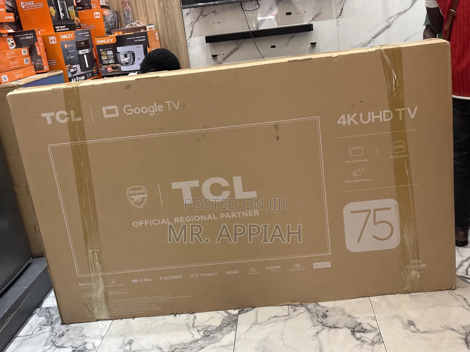 Sleek Durable TCL 75 Inch HDR Frameless Google Television(Black).