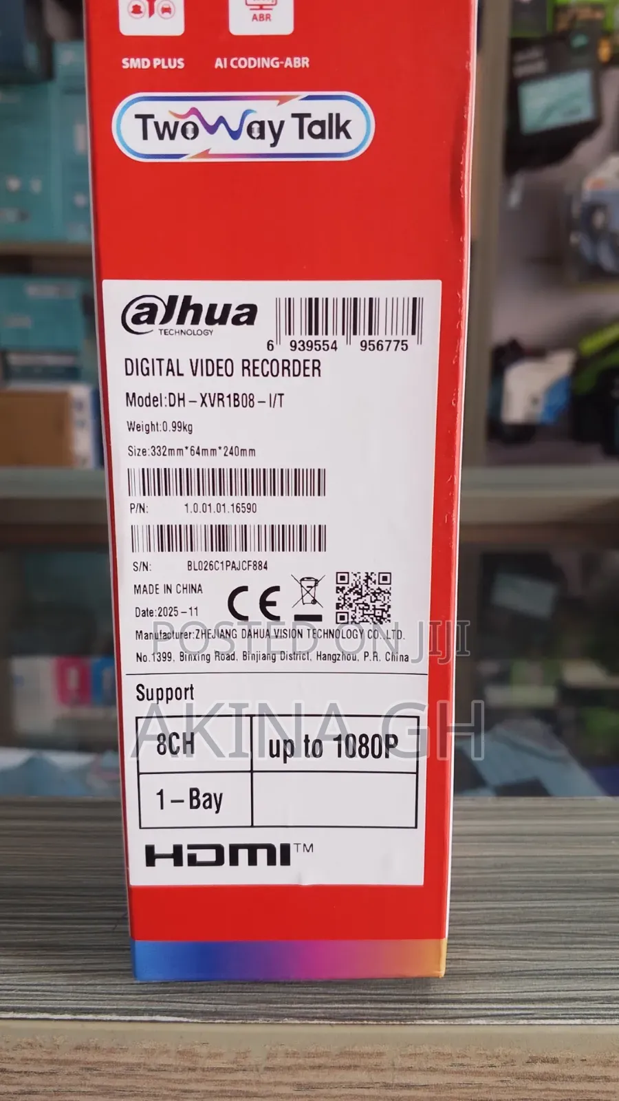 Dahua 8ch DVR Hdcvi Wizsense 1080p 2 Way Audio Dh-Xvr1b08-I/T