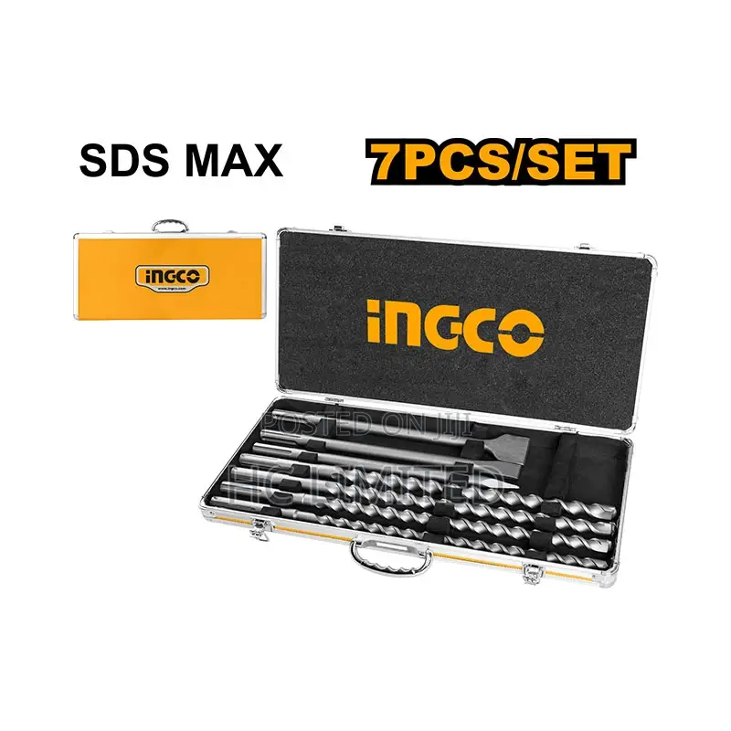 Ingco 7 PCS SDS Max Hammer Drill Bit and Chisel Set - Akd5075