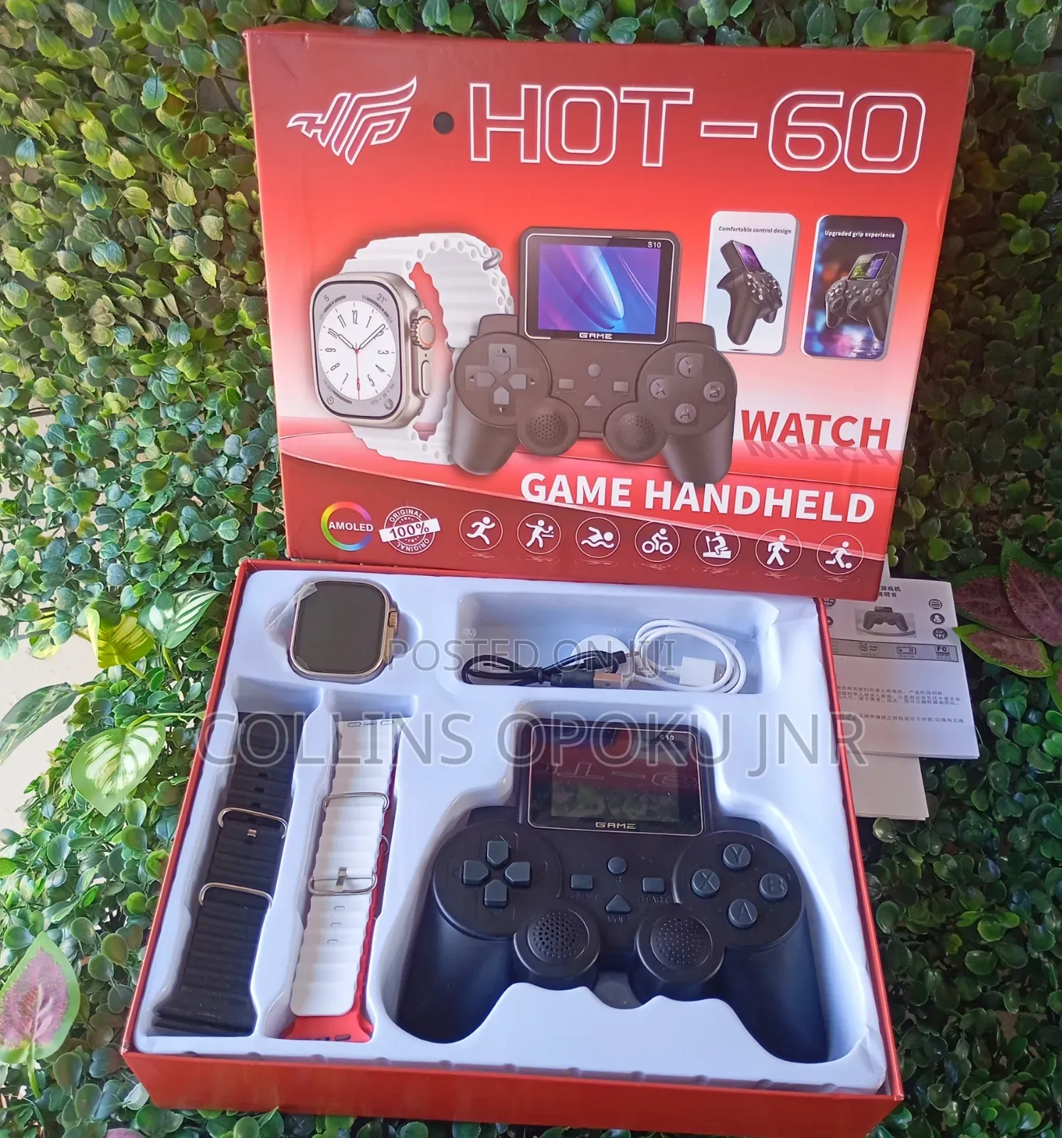 Hot-60 Handheld Gamepad With S10 Smart Watch 4 Extra Straps - Black