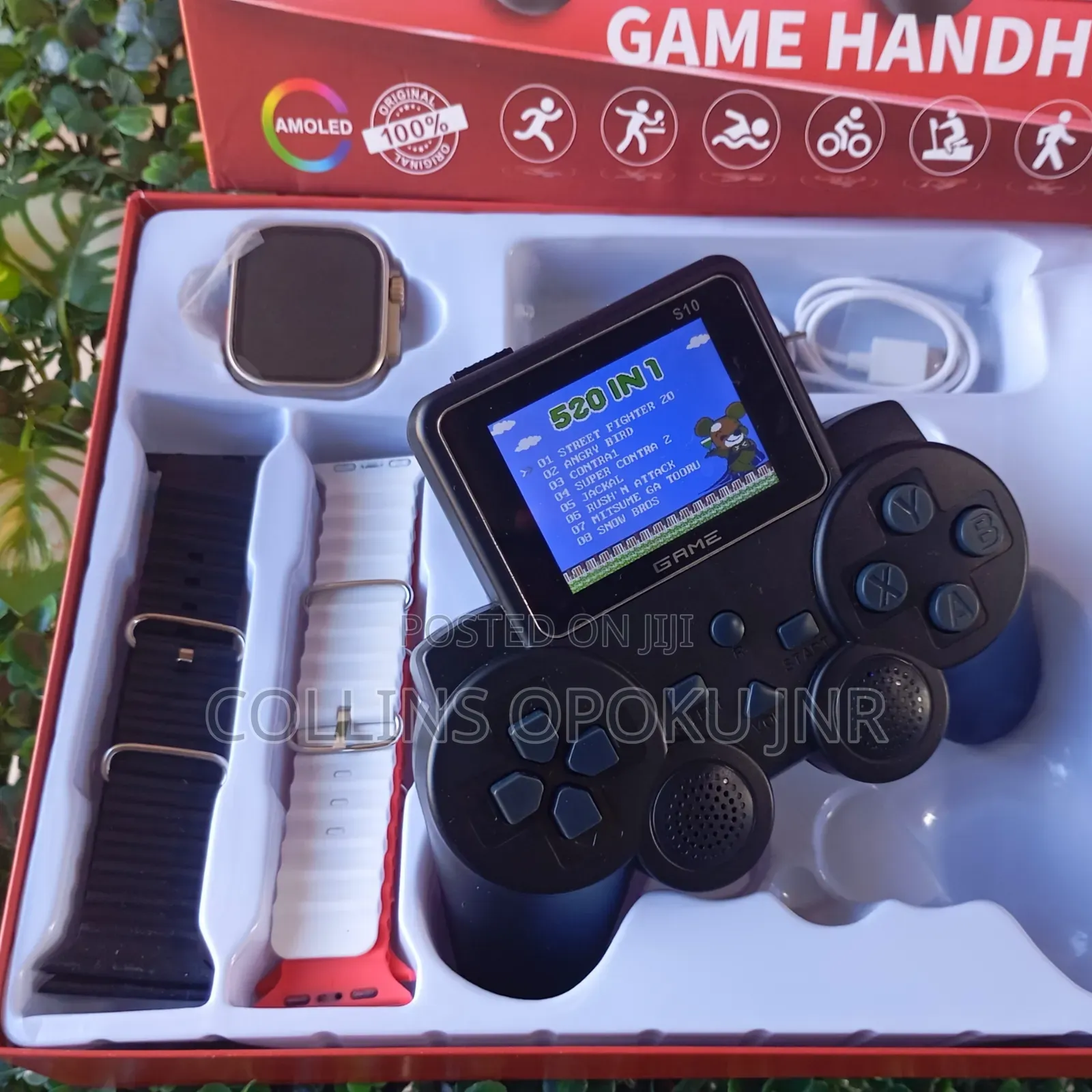 Hot-60 Handheld Gamepad With S10 Smart Watch 4 Extra Straps - Black
