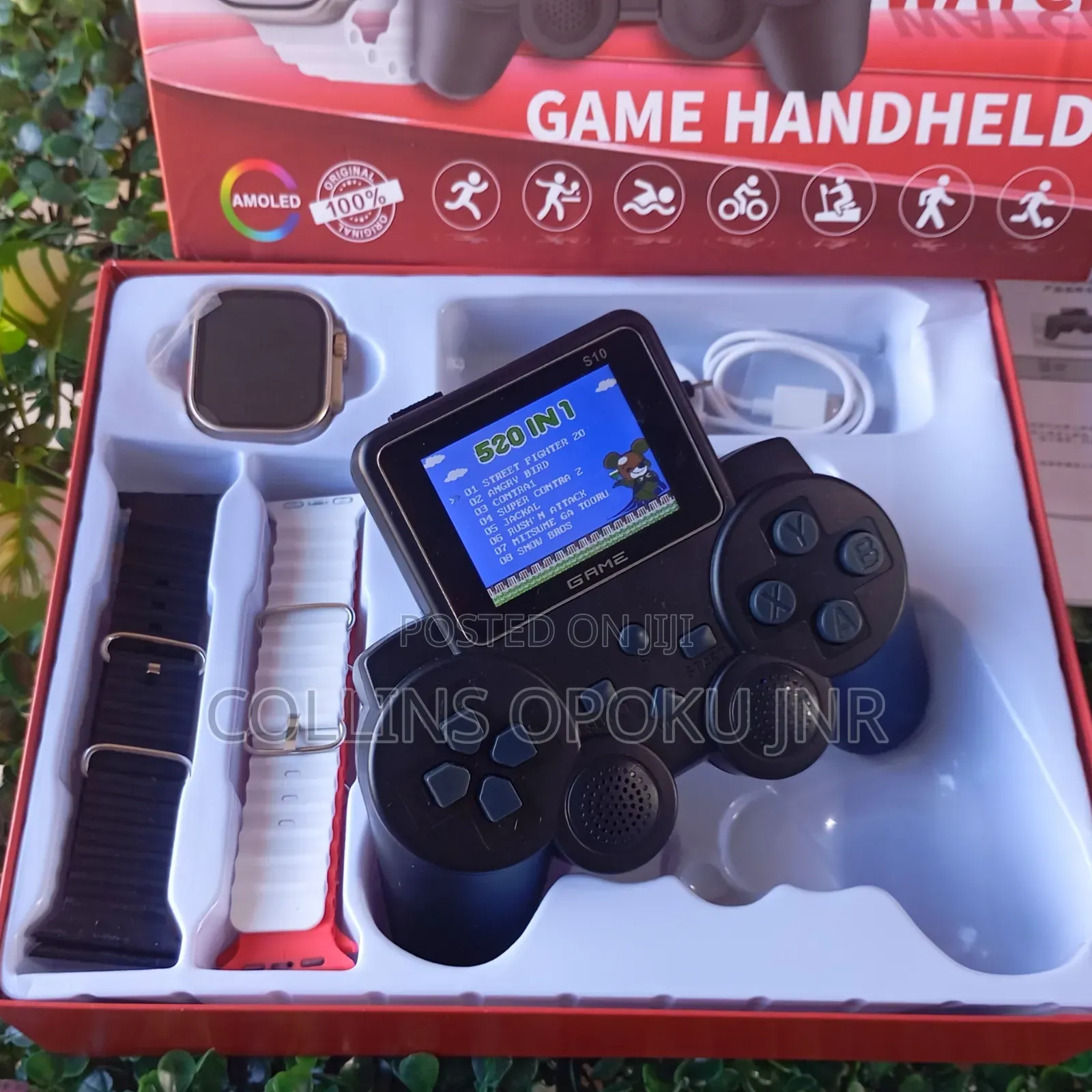 Hot-60 Handheld Gamepad With S10 Smart Watch 4 Extra Straps - Black