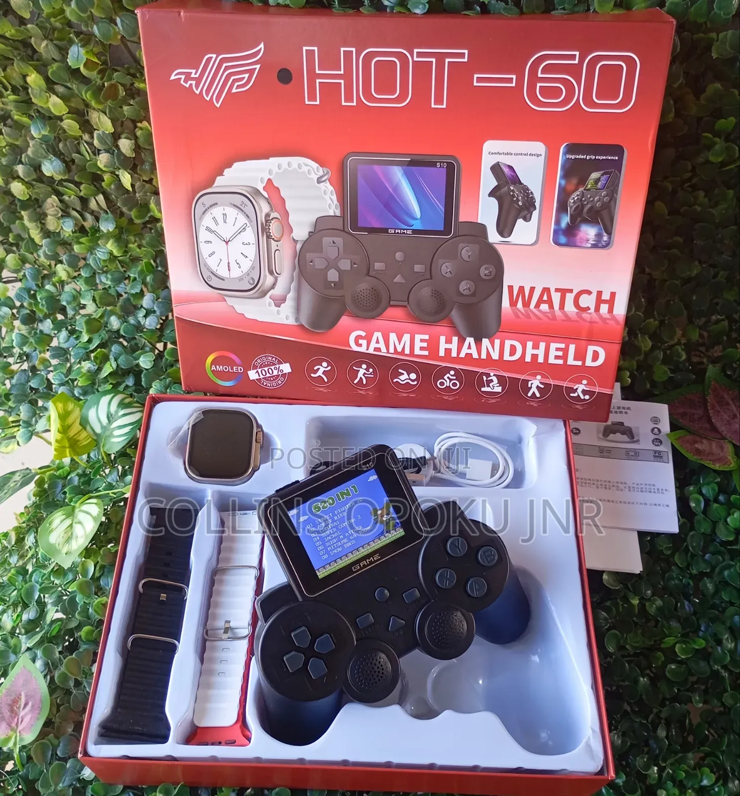 Hot-60 Handheld Gamepad With S10 Smart Watch 4 Extra Straps - Black
