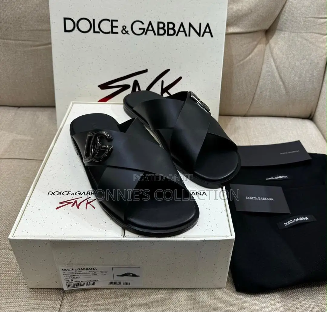 Black and Bown Dolce Gabbana Leather Slides