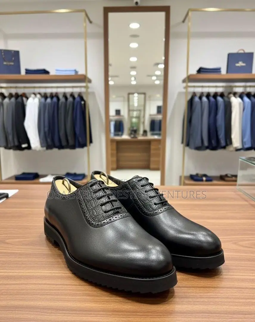 Classic Black Leather Oxford Dress Shoes