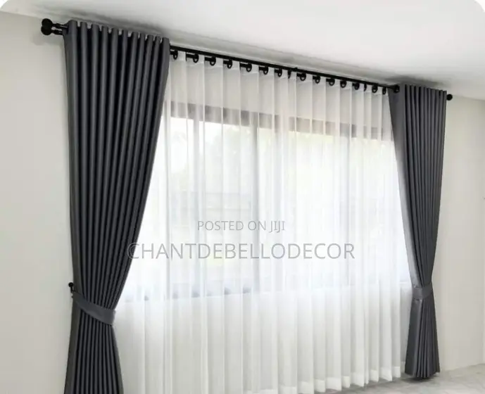 Rush Now 4 in 1 Blackout Curtains With White Transparent Voile Set