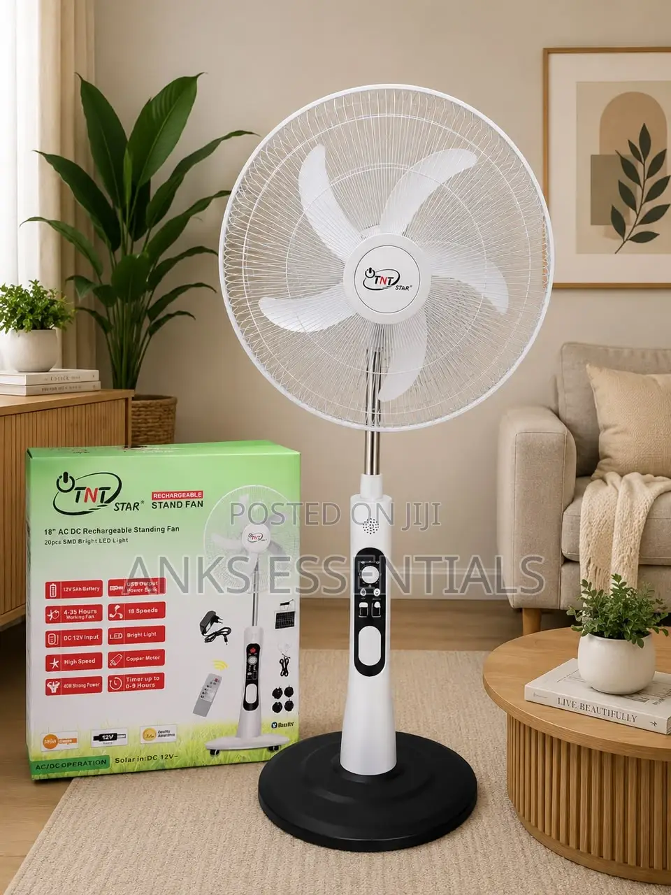 Rechargeable Standing Fan With Usb Power Bank Output