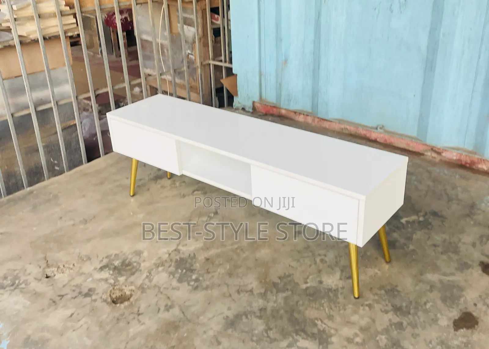 White With Golden Leg Tv Stand