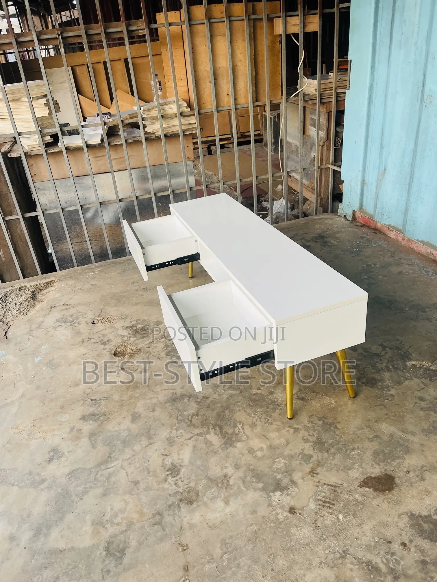 White With Golden Leg Tv Stand
