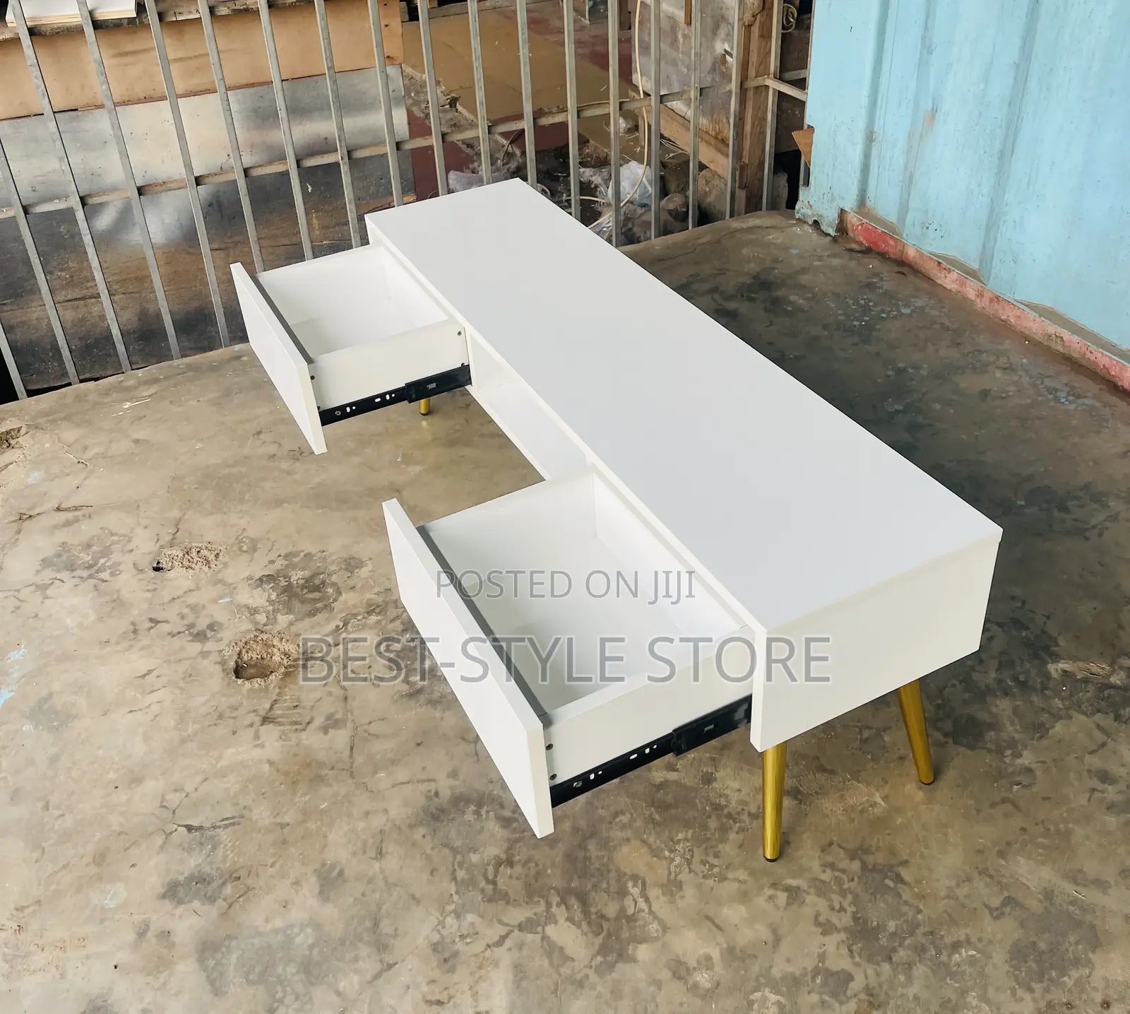 White With Golden Leg Tv Stand