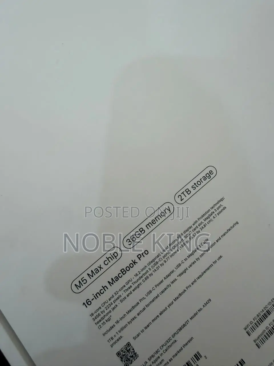 New Laptop Apple MacBook Pro 2026 M5 Max 36GB Apple M5 Max SSD 2T