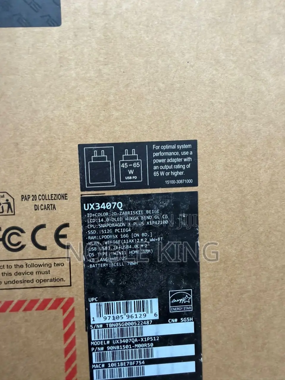 New Asus Zenbook 14 UX434 16GB Qualcomm Snapdragon X Plus SSD 512GB