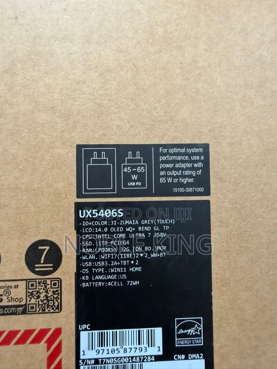 New Laptop Asus ZenBook S UX391UA 32GB Intel Core Ultra 7 SSD 1T
