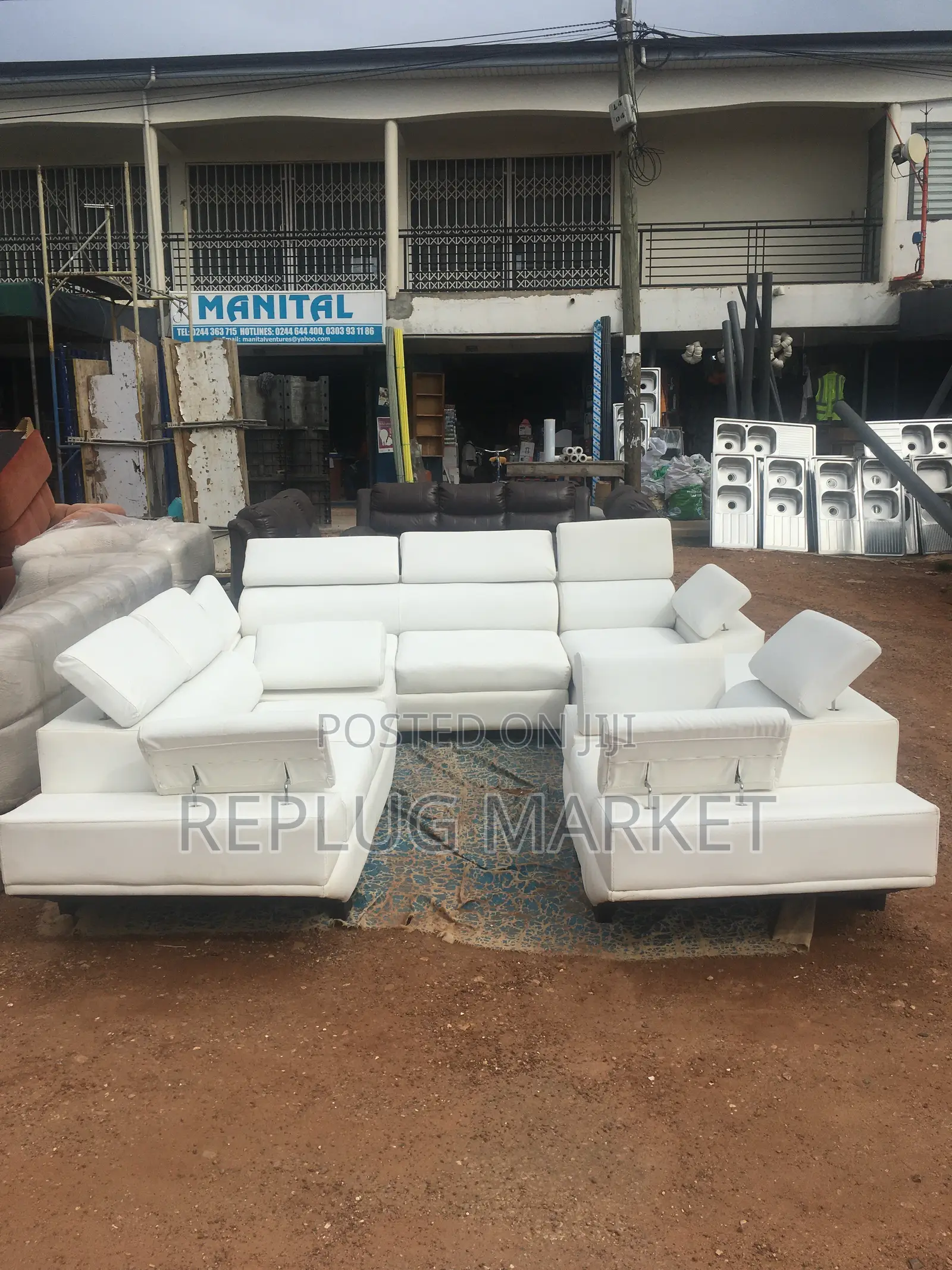 White Dove Leather Sofa Set