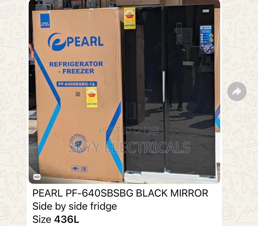 Pearl Side by Side 436 Liters Black Mirror Frigde