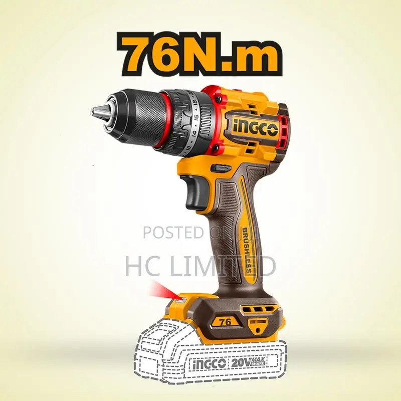 Ingco 20v Cordless Drill 76nm + 2 Batteries + Laser Level -Cosli250511