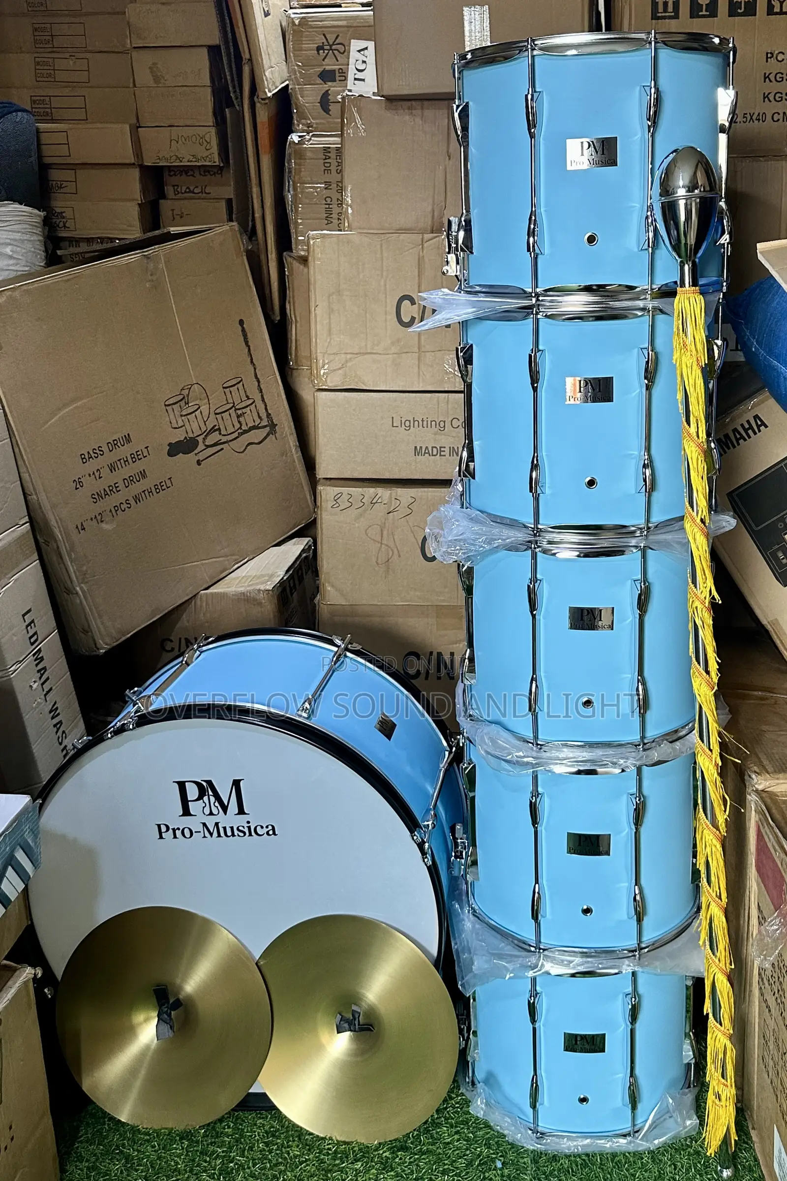 Pro-Musica 7 Piece Marching Drum Set Sky Blue