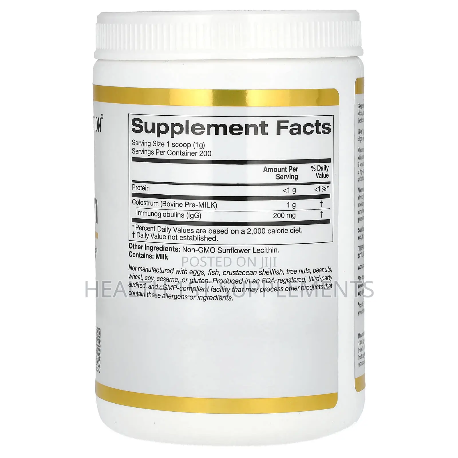Colostrum, Immune and Gut Health, Minimum 20% Igg, 200g
