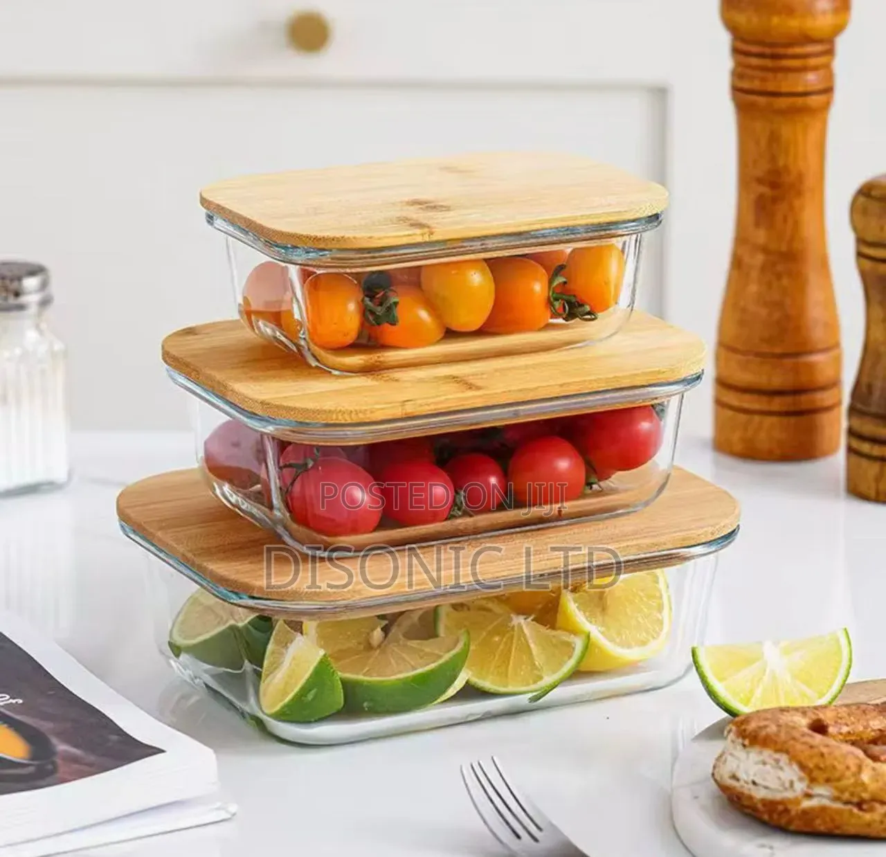 3 In 1 Glass Bowls With Wooden Covers