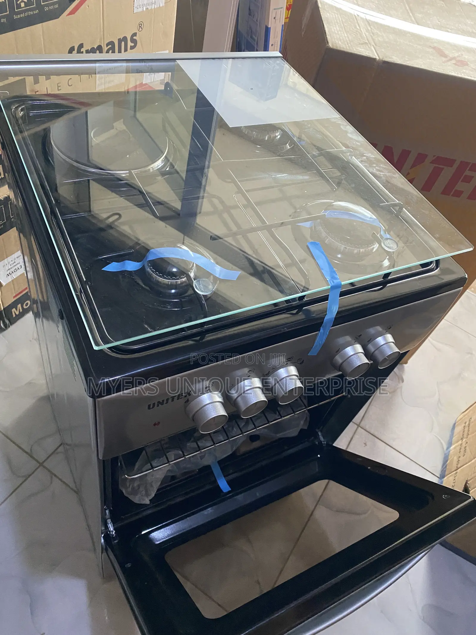 Unitek Standing Cooker,3 Burner+Electric Plate-Compact Size