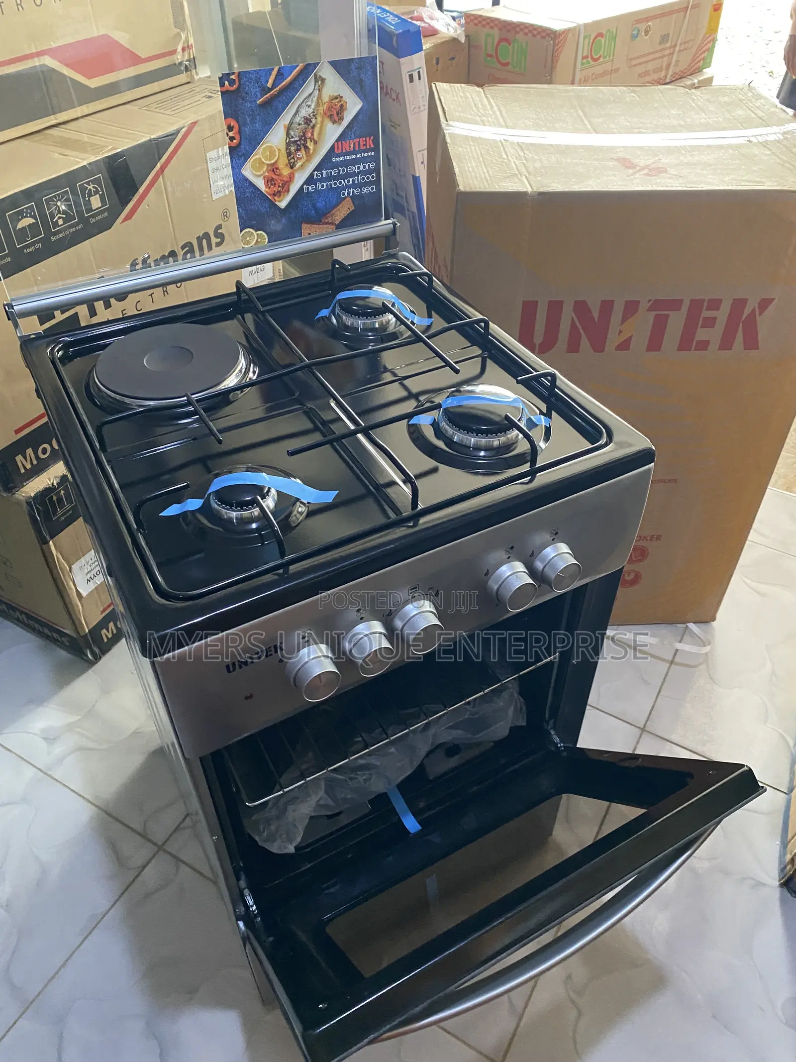 Unitek Mini Standing Cooker-3 Gas+1 Electric Plate
