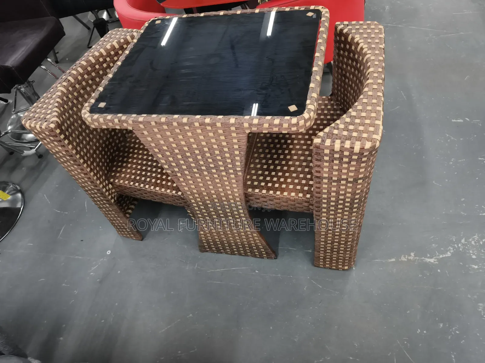 Space-Saving 3-Piece Woven Rattan Bistro Set (2 Seater Dining Set)