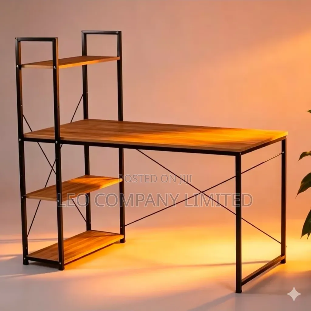 Office Computer Desk With Shelves – Study Work Desk-