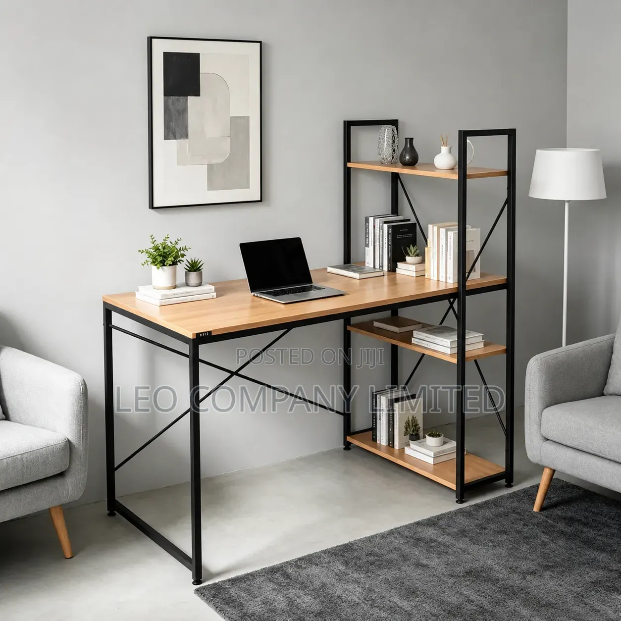 Office Computer Desk With Shelves – Study Work Desk-