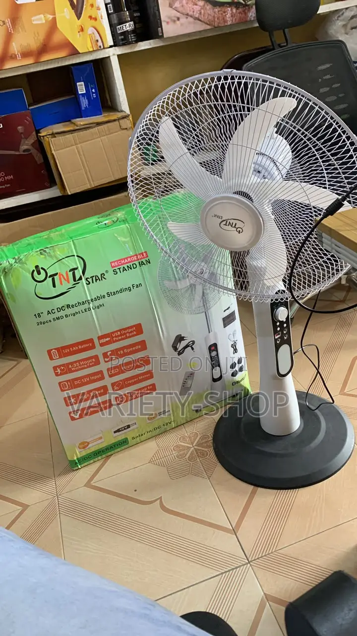 TNT Star 18 Inch Energy Saving Rechargeable Standing Fan With Remote