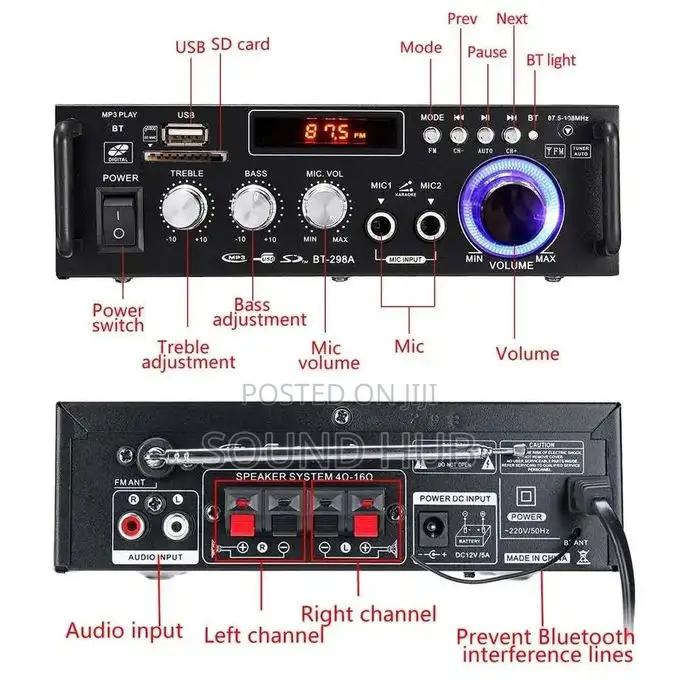 Hifi Digital Amplifier Bluetooth Amplifiers 300w+300w Channel 2.0
