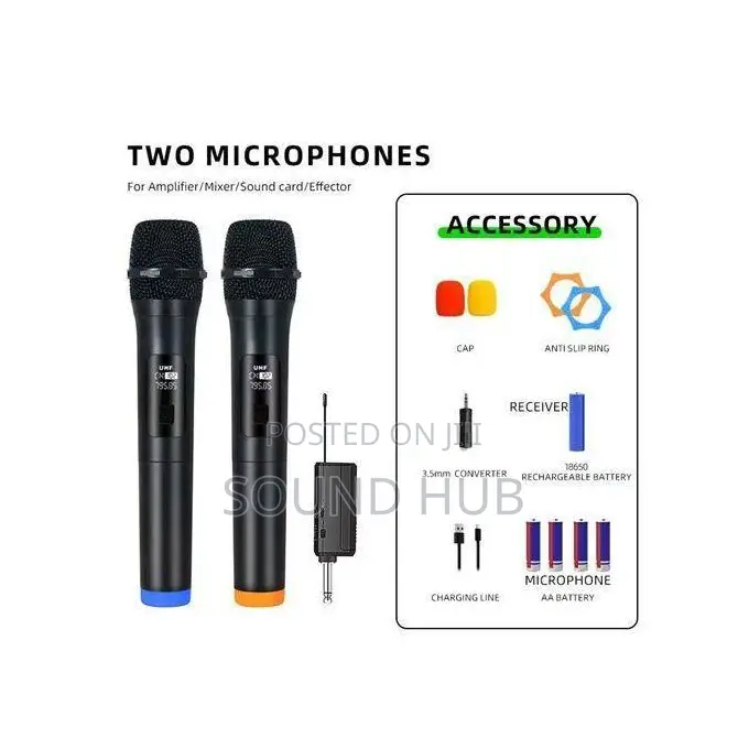 Wireless Microphone 2 Channels VHF Fixed Frequency Handheld