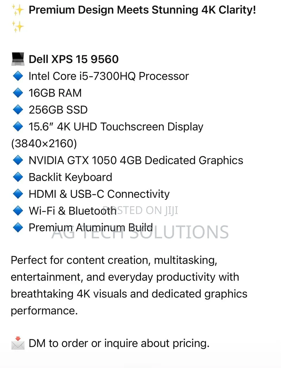 New Laptop Dell XPS 15 (9560) 16GB Intel Core i5 SSD 256GB
