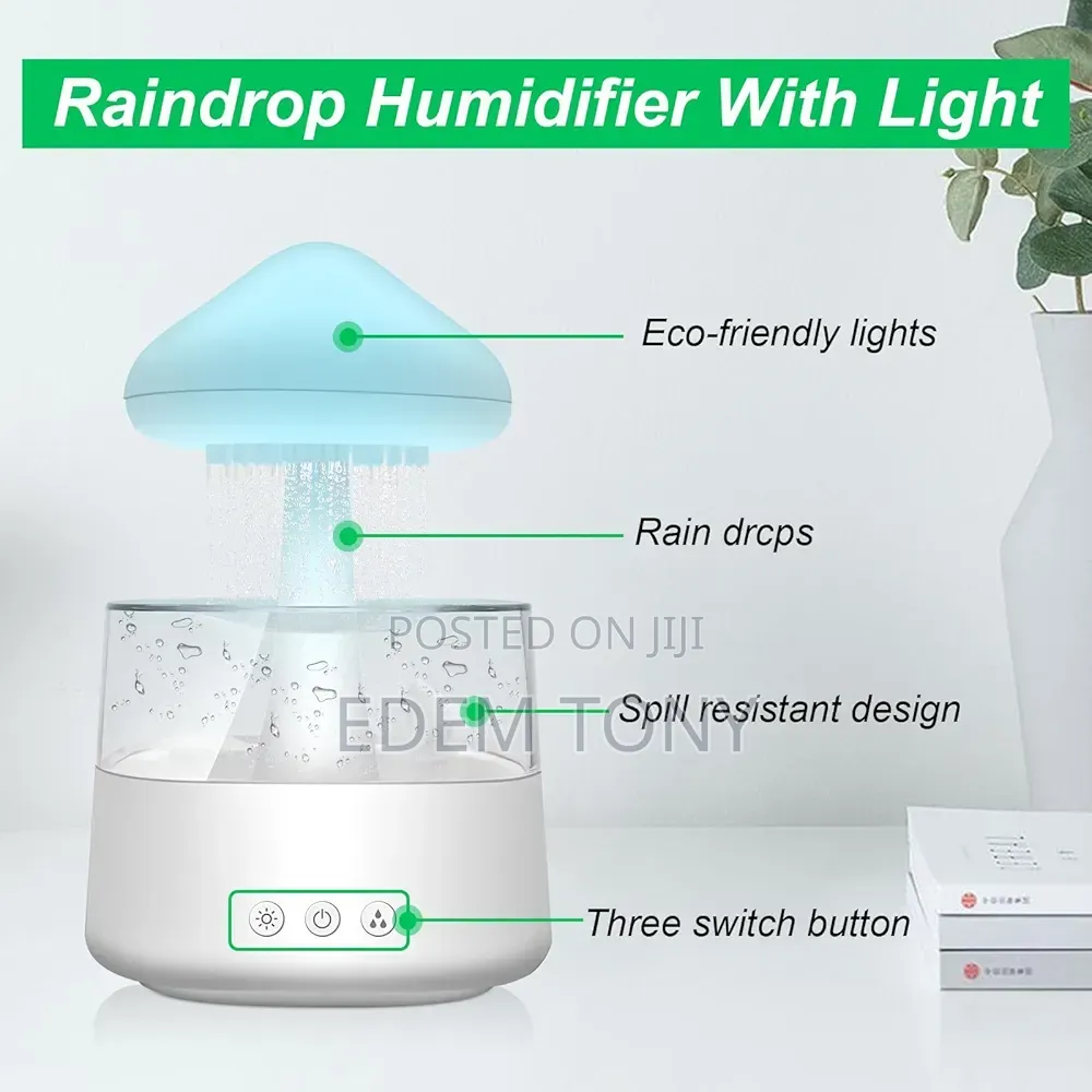 3-in-1 Aroma Diffuser, Rain Cloud Humidifier, and 7-Color Night Light