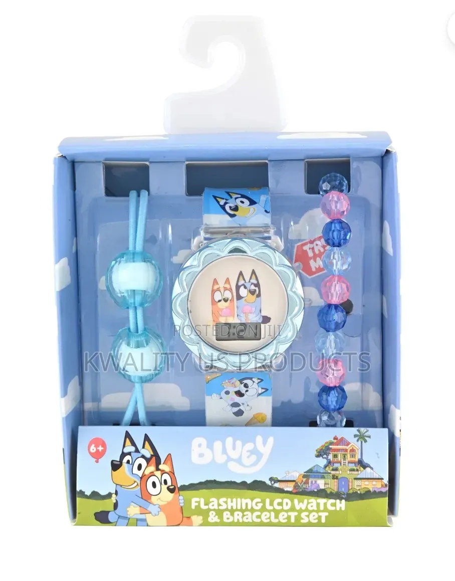 Bluey Kids Unisex LCD Flashing Watch and Bracelet Set