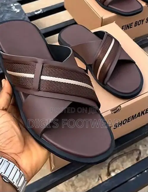 Dark Brown Layered Kings Slippers