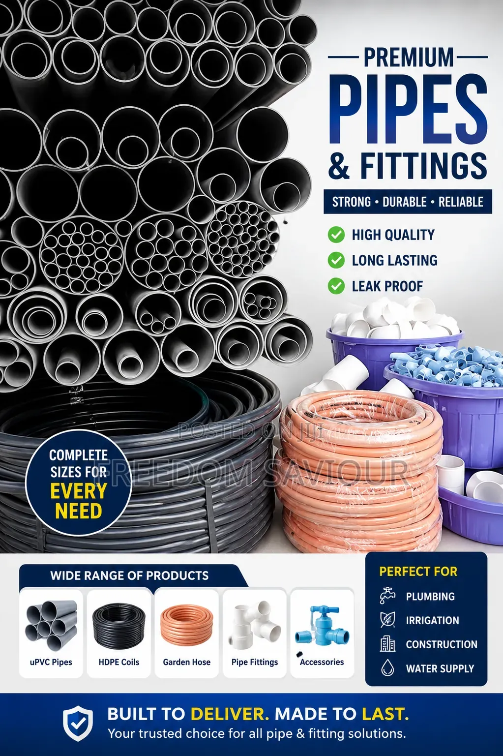 Premium PVC Water Pipes Plumbing Fittings