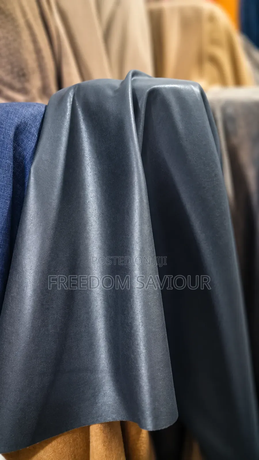 Premium Navy Blue Leatherette Upholstery Fabric