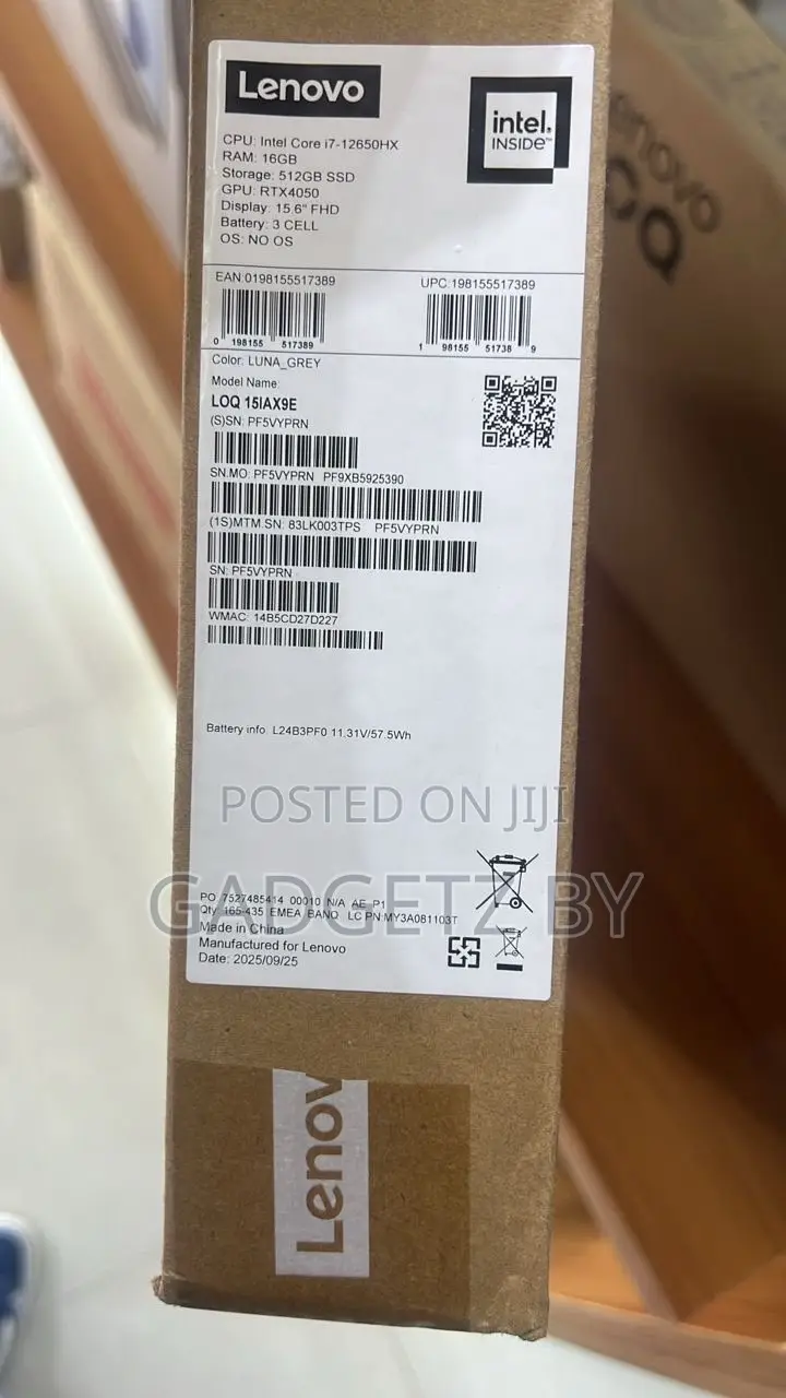 New Laptop Lenovo LOQ 15ARP9 16GB Intel Core i7 SSD 512GB