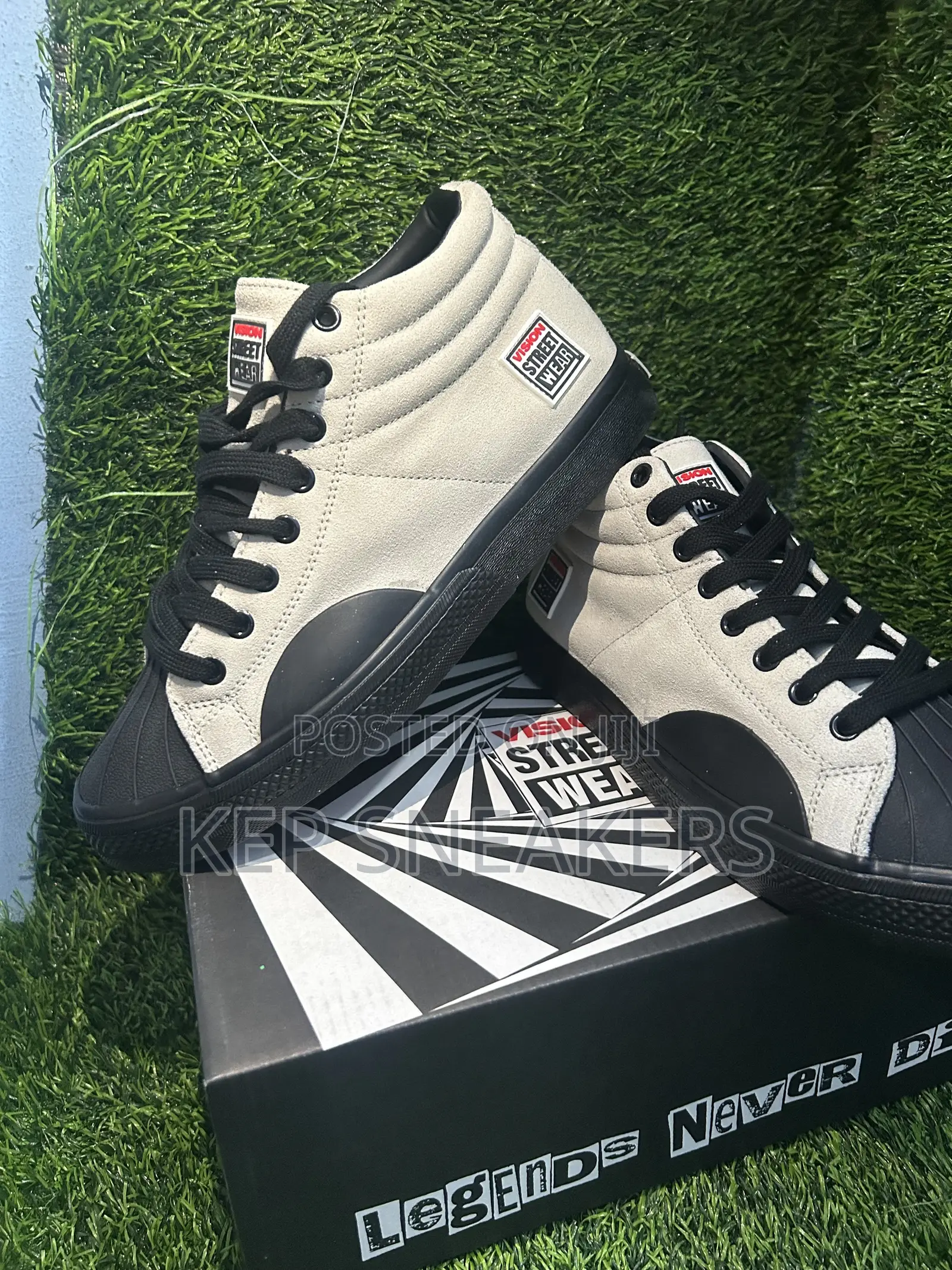 Vision Street Wear Leather Suede High Top Bone and Black